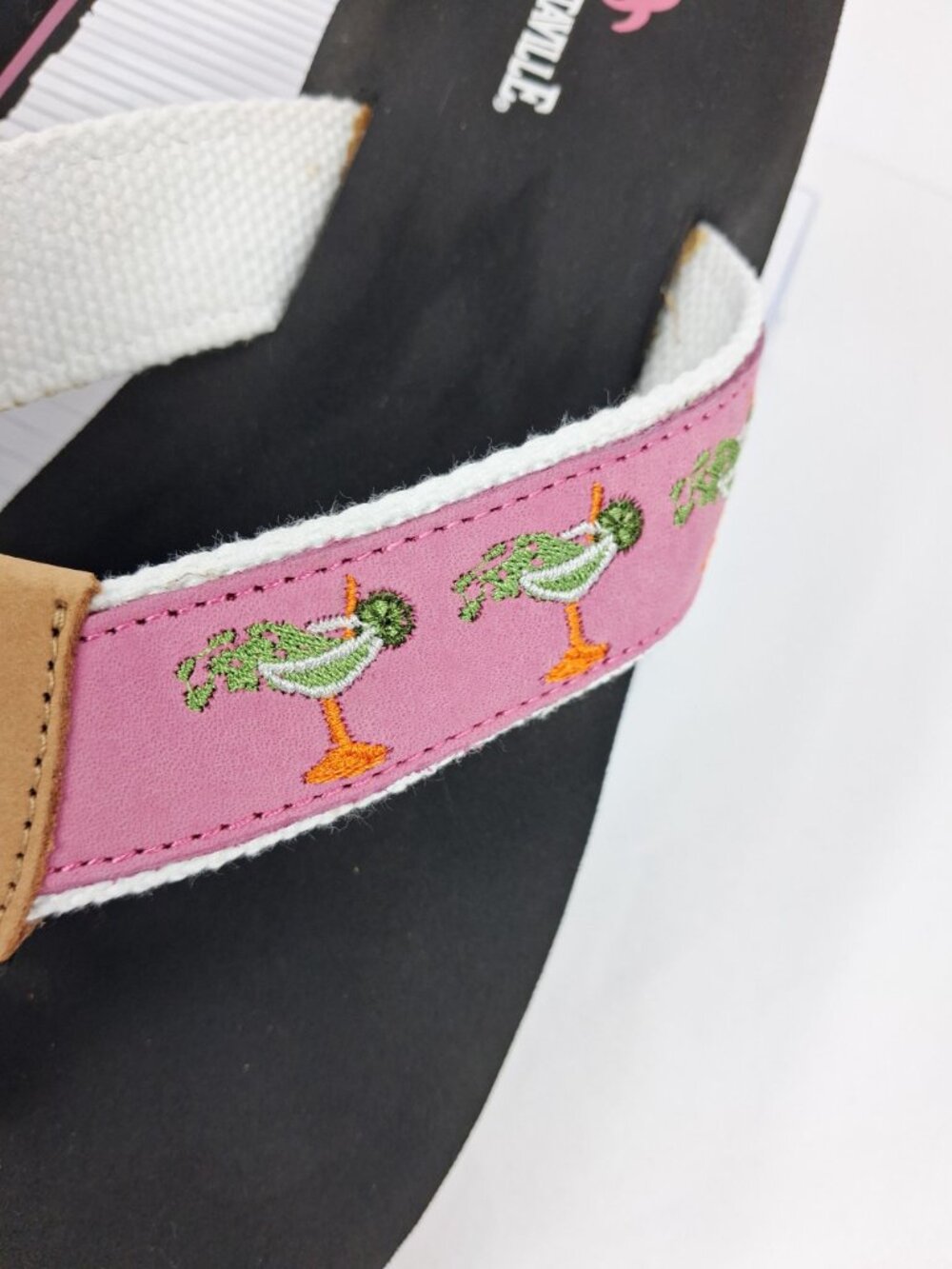 Margaritaville "Rita Time" Pink Flip Flops w/ Tropical Drink Embroidery Women's - Picture 5 of 8